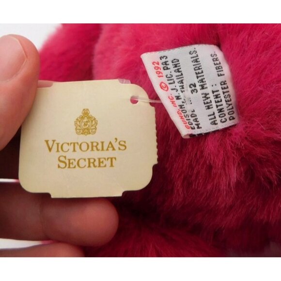 Vintage Gund Victoria's Secret Teddy Bear Plaid Flannel Bow Gold Heart Tag 1992 - Picture 7 of 8